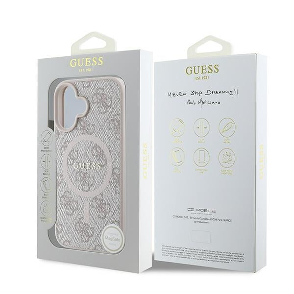 Etui MagSafe dla Apple iPhone 16 Plus, Guess, 4G Ring Classic Logo, Różowy