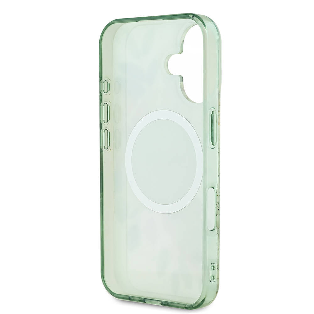Etui MagSafe dla Apple iPhone 16 Plus, Guess, IML Flower & Tonal Circle, Zielony