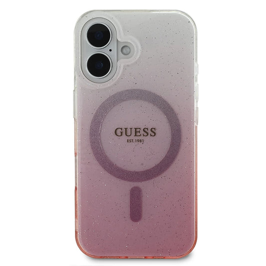 Etui MagSafe dla Apple iPhone 16 Plus, Guess, IML Glitter Gradient, Różowy