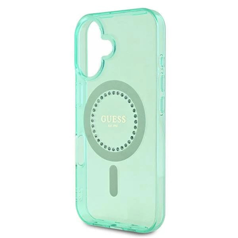 Etui MagSafe dla Apple iPhone 16 Plus, Guess, IML Rhinestone, Zielony