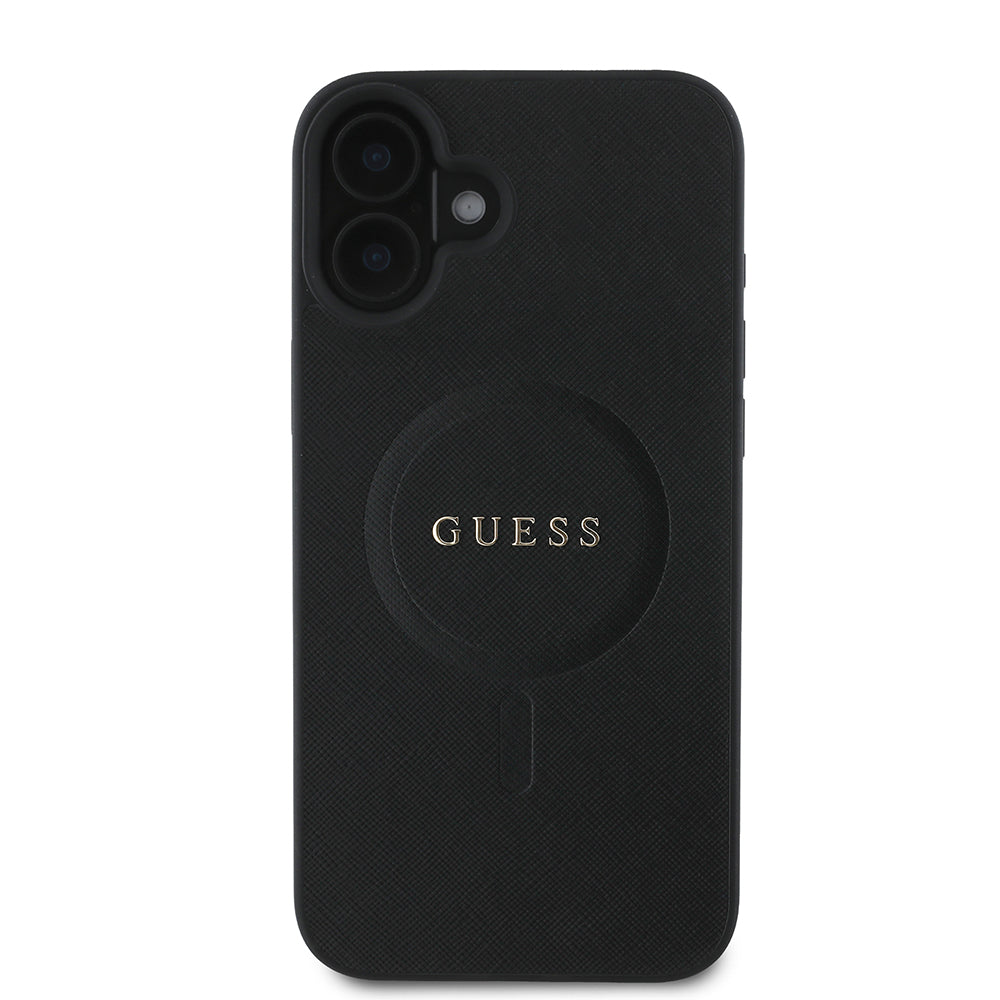 MagSafe Case for Apple iPhone 16 Plus, Guess, Saffiano Classic Logo, Black