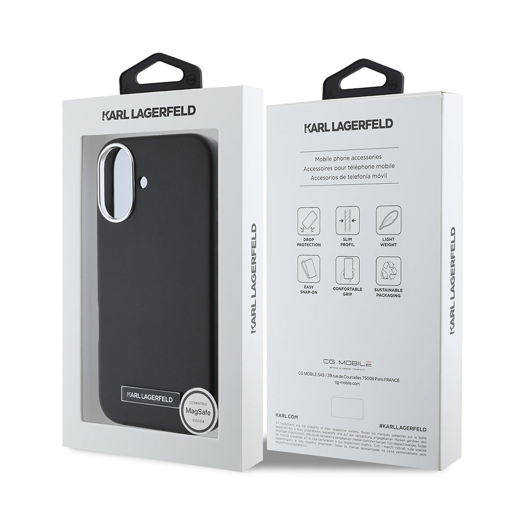 Etui MagSafe dla Apple iPhone 16 Plus, Karl Lagerfeld, FW Metal Plate, Czarne