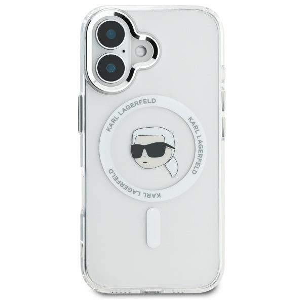 Etui MagSafe dla Apple iPhone 16 Plus, Karl Lagerfeld, IML Karl's Head, Białe