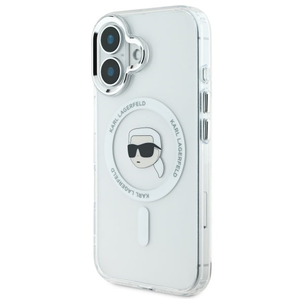 Etui MagSafe dla Apple iPhone 16 Plus, Karl Lagerfeld, IML Karl's Head, Białe