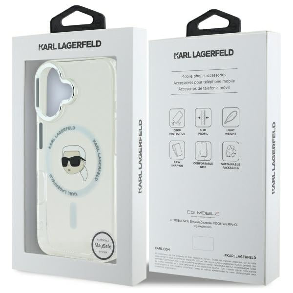 Etui MagSafe dla Apple iPhone 16 Plus, Karl Lagerfeld, IML Karl's Head, Białe