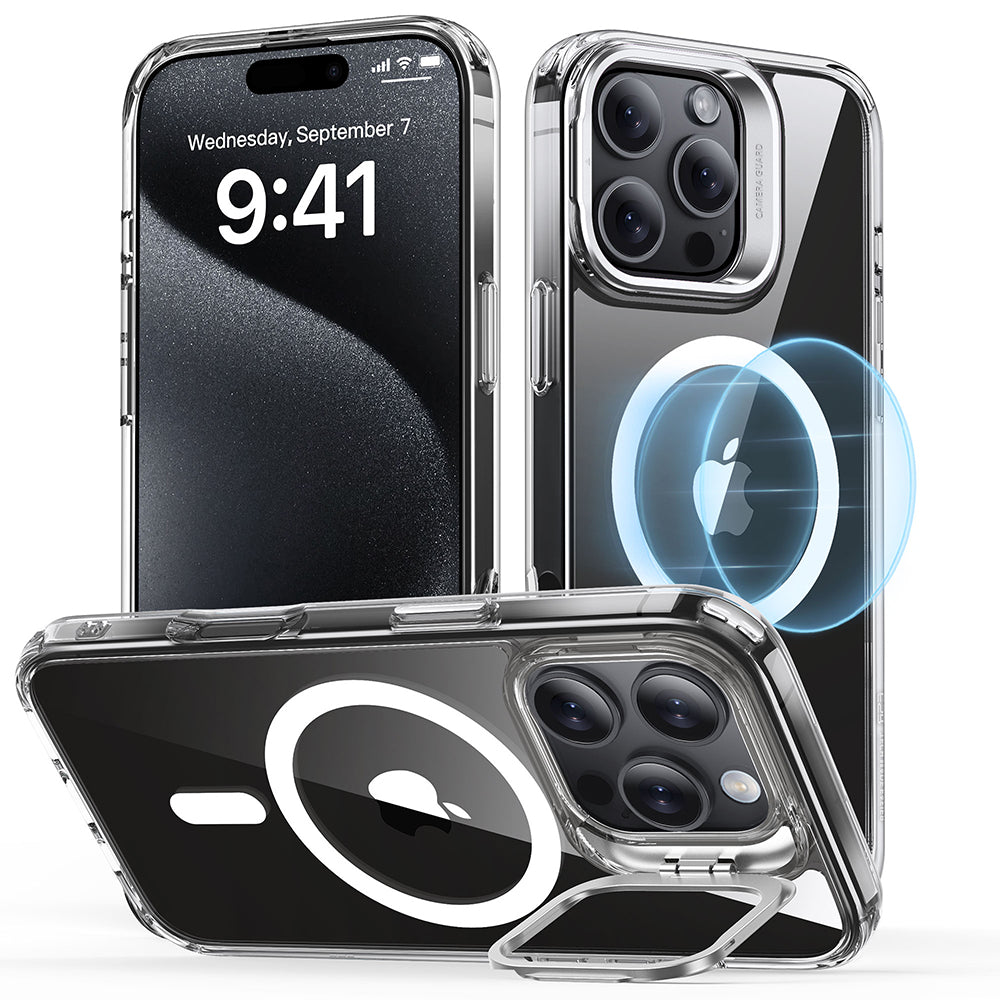 Etui MagSafe dla Apple iPhone 16 Pro, ESR, Classic Hybrid Kickstand, Szary Przezroczysty