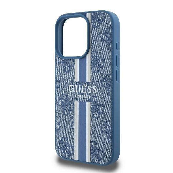 Etui MagSafe dla Apple iPhone 16 Pro, Guess, 4G Printed Stripes, Niebieskie