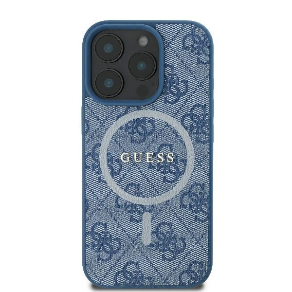 Etui MagSafe dla Apple iPhone 16 Pro, Guess, 4G Ring Classic Logo, Niebieskie