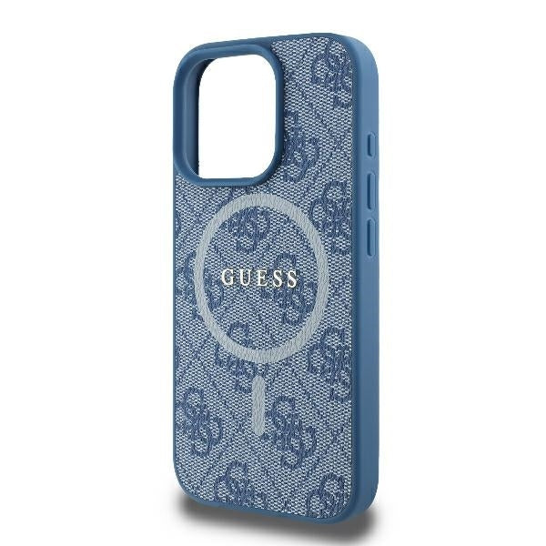 Etui MagSafe dla Apple iPhone 16 Pro, Guess, 4G Ring Classic Logo, Niebieskie