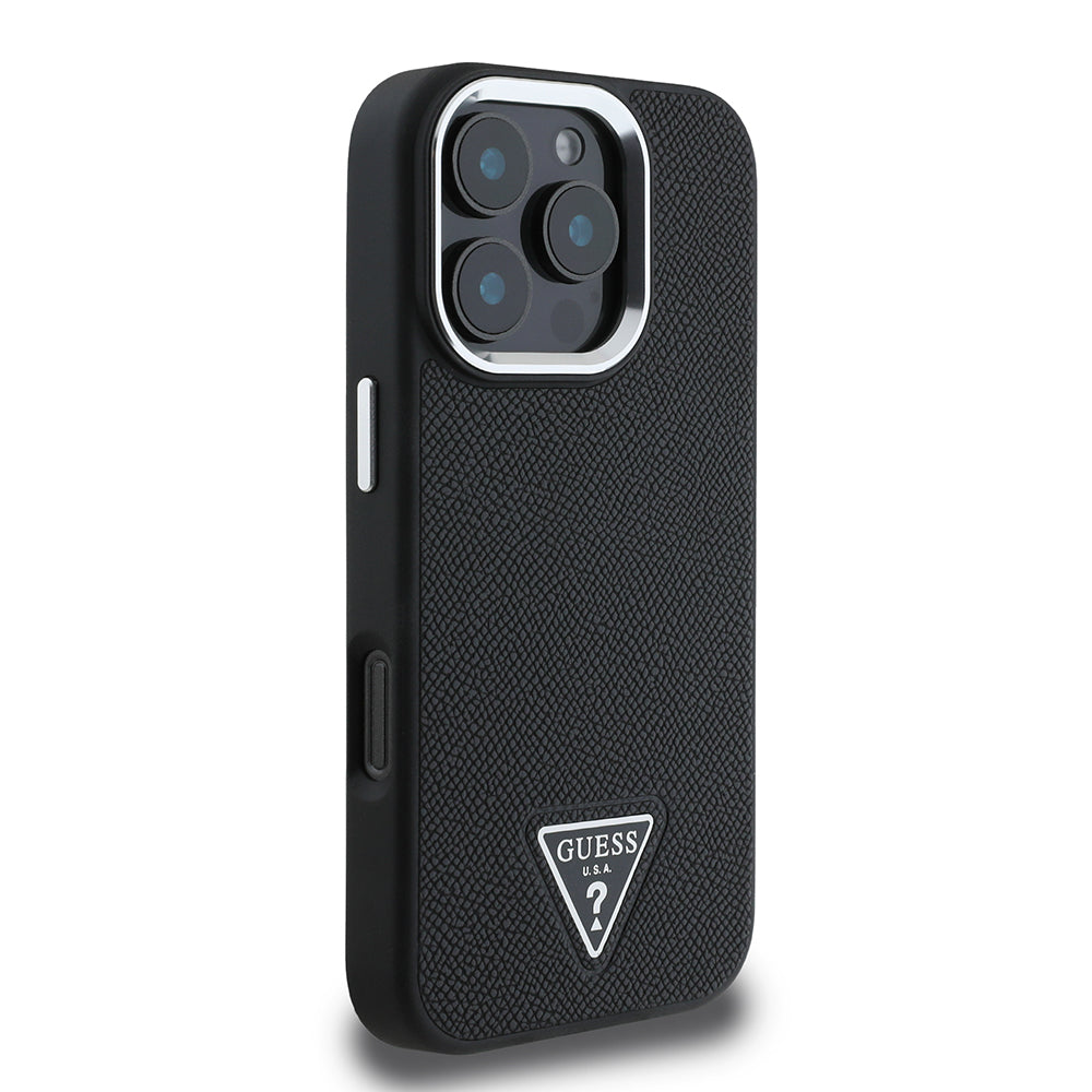 Etui MagSafe dla Apple iPhone 16 Pro, Guess, Grained Triangle Logo, Czarne