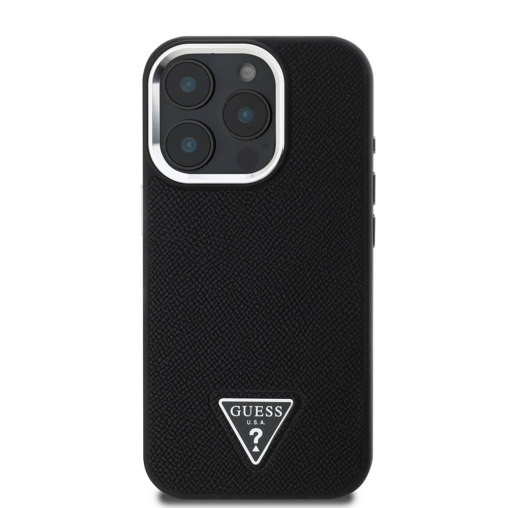 Etui MagSafe dla Apple iPhone 16 Pro, Guess, Grained Triangle Logo, Czarne