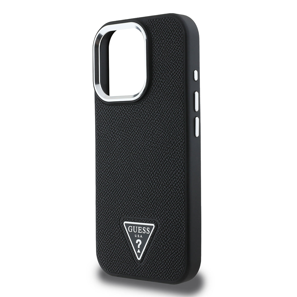 Etui MagSafe dla Apple iPhone 16 Pro, Guess, Grained Triangle Logo, Czarne