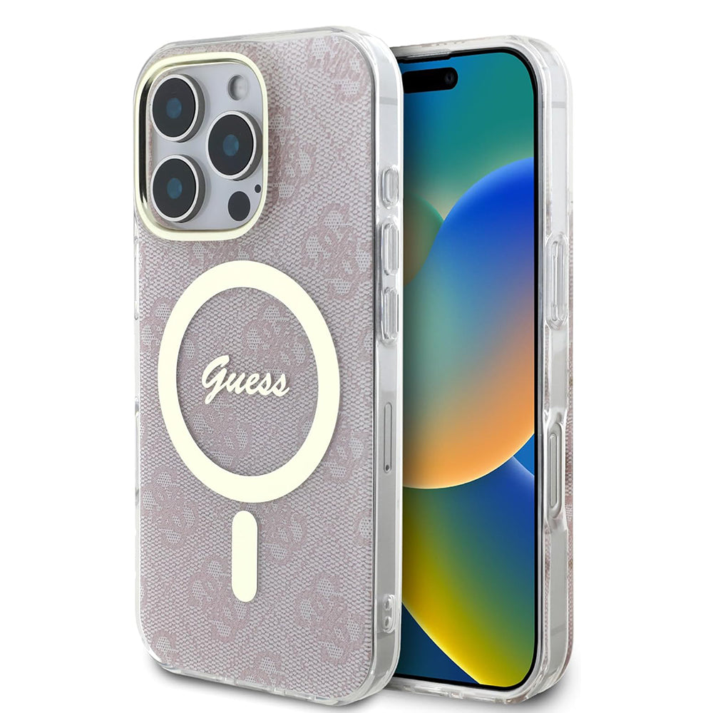 Etui MagSafe dla Apple iPhone 16 Pro, Guess, IML 4G, Różowy