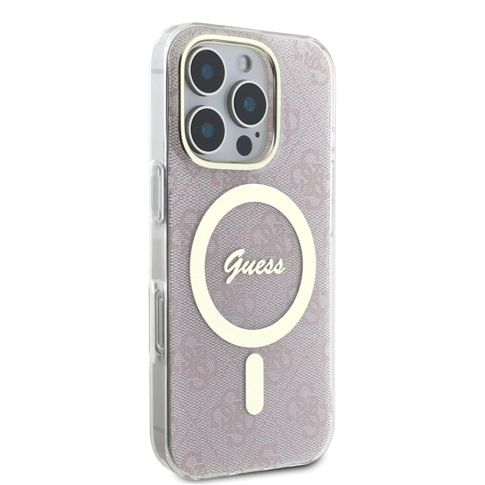 Etui MagSafe dla Apple iPhone 16 Pro, Guess, IML 4G, Różowy