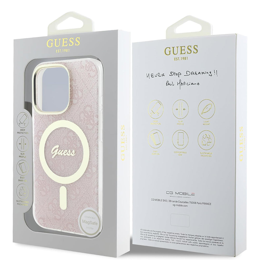 Etui MagSafe dla Apple iPhone 16 Pro, Guess, IML 4G, Różowy