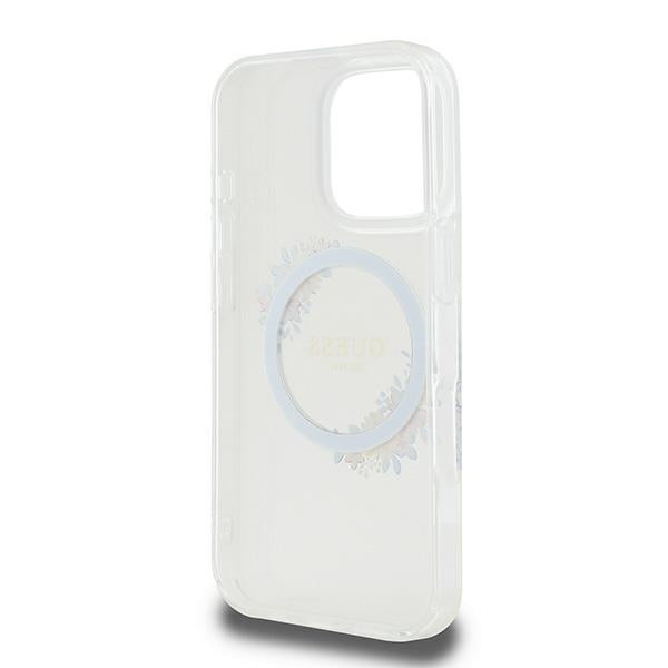 Etui MagSafe dla Apple iPhone 16 Pro, Guess, IML Flowers Wreath, Przezroczyste