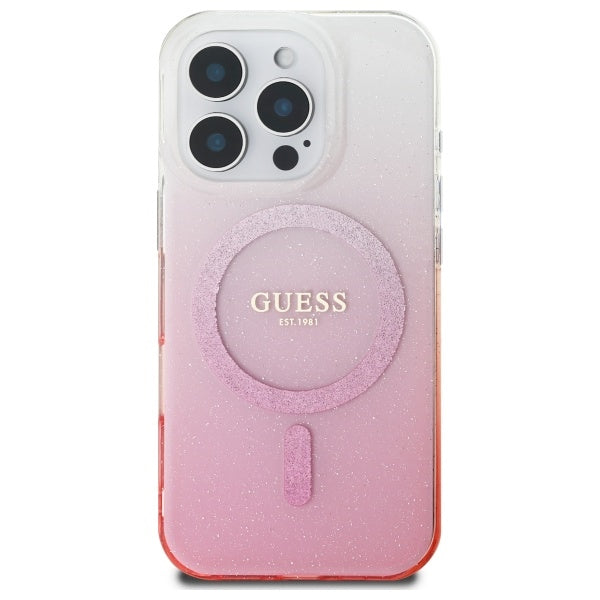 Etui MagSafe dla Apple iPhone 16 Pro, Guess, IML Glitter Gradient, Różowy