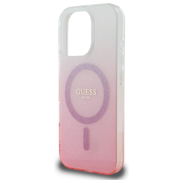 Etui MagSafe dla Apple iPhone 16 Pro, Guess, IML Glitter Gradient, Różowy