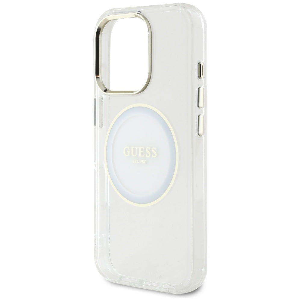 Etui MagSafe dla Apple iPhone 16 Pro, Guess, IML Metal Colored Circle, Białe