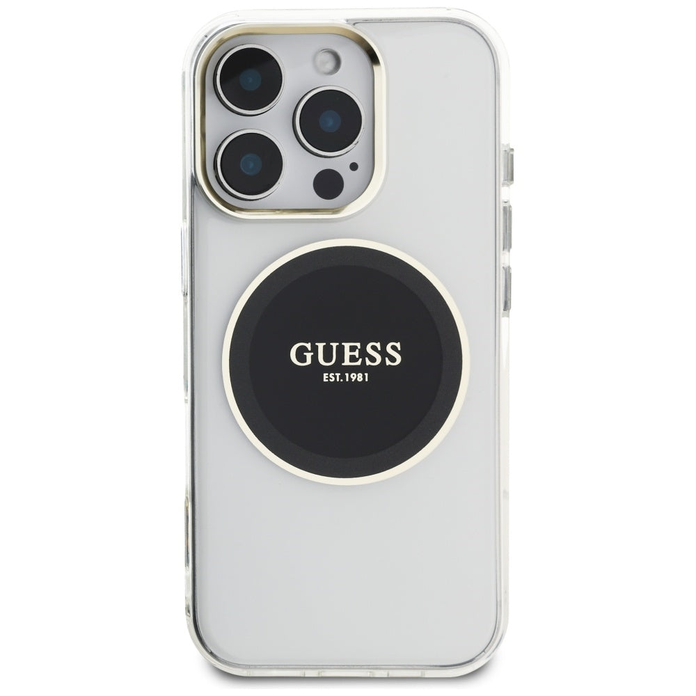 Etui MagSafe dla Apple iPhone 16 Pro, Guess, IML Metal Colored Circle, Czarne