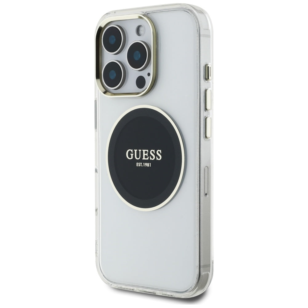 Etui MagSafe dla Apple iPhone 16 Pro, Guess, IML Metal Colored Circle, Czarne