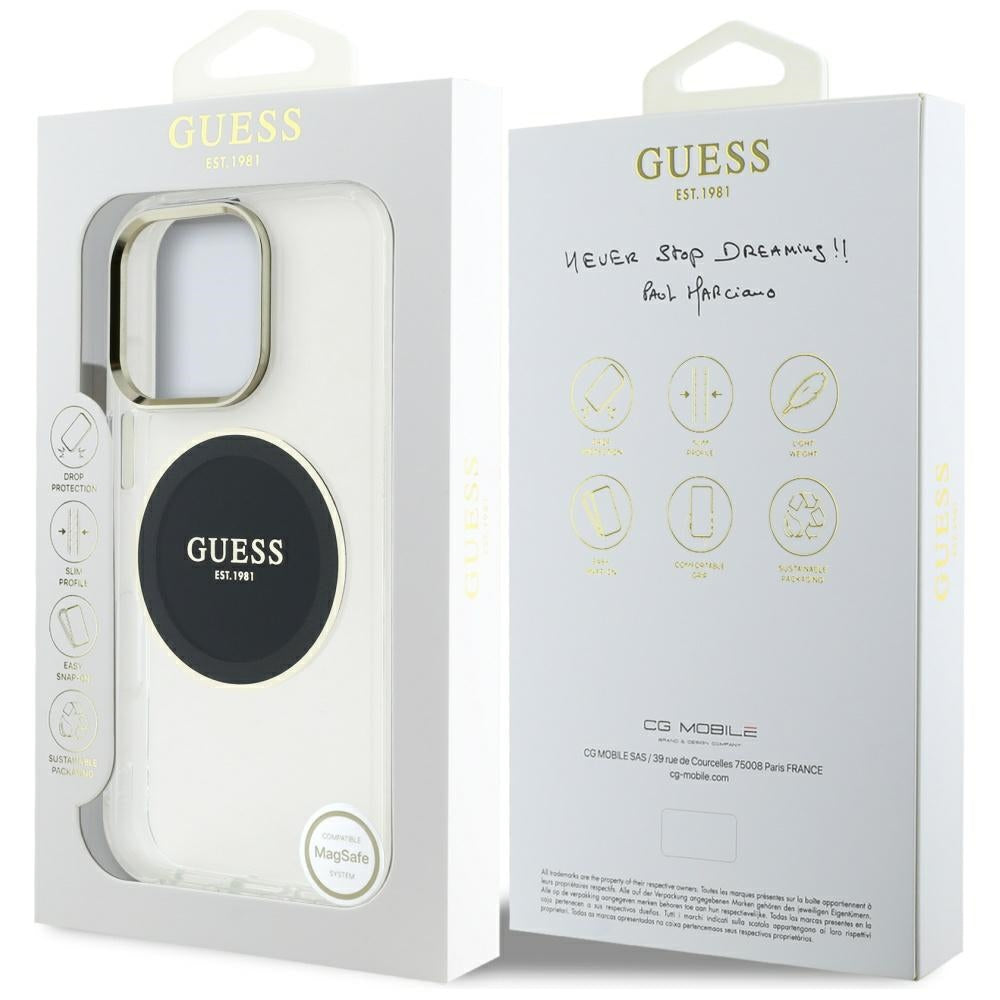 Etui MagSafe dla Apple iPhone 16 Pro, Guess, IML Metal Colored Circle, Czarne