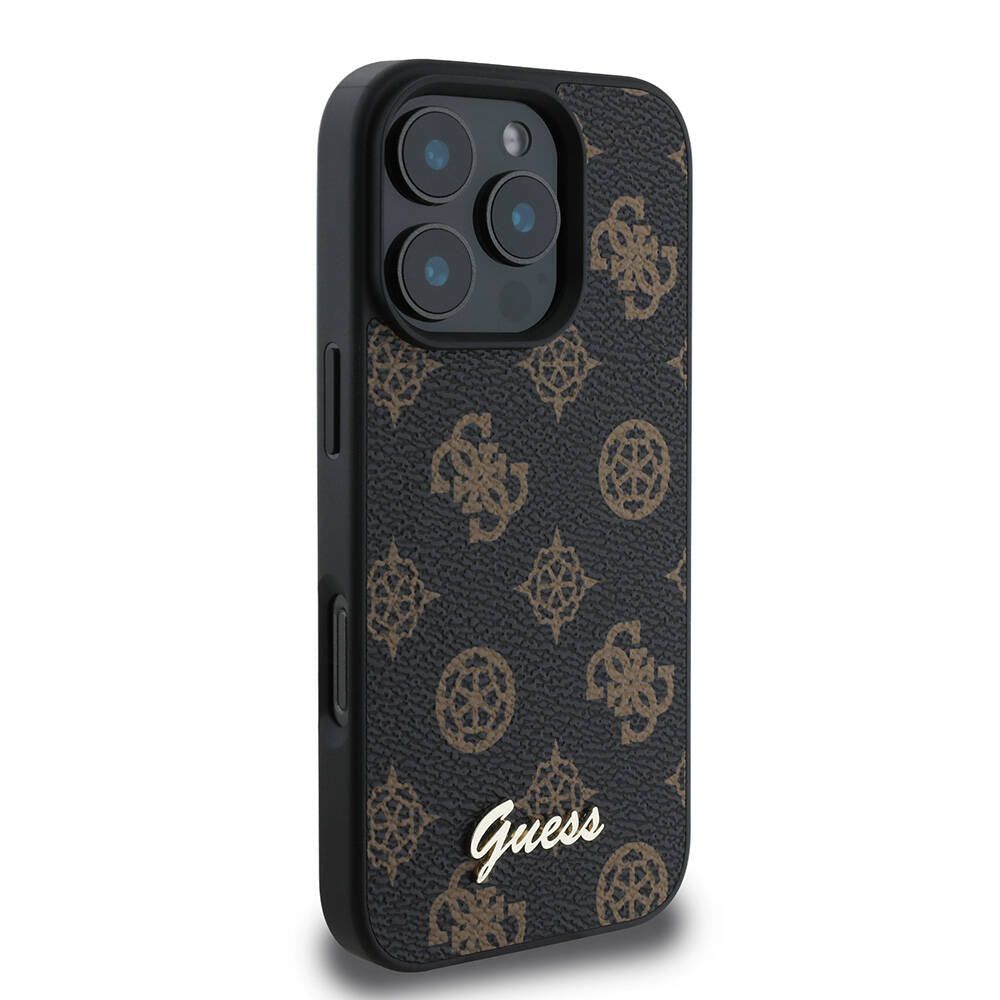 MagSafe Case for Apple iPhone 16 Pro, Guess, Peony Script, Black