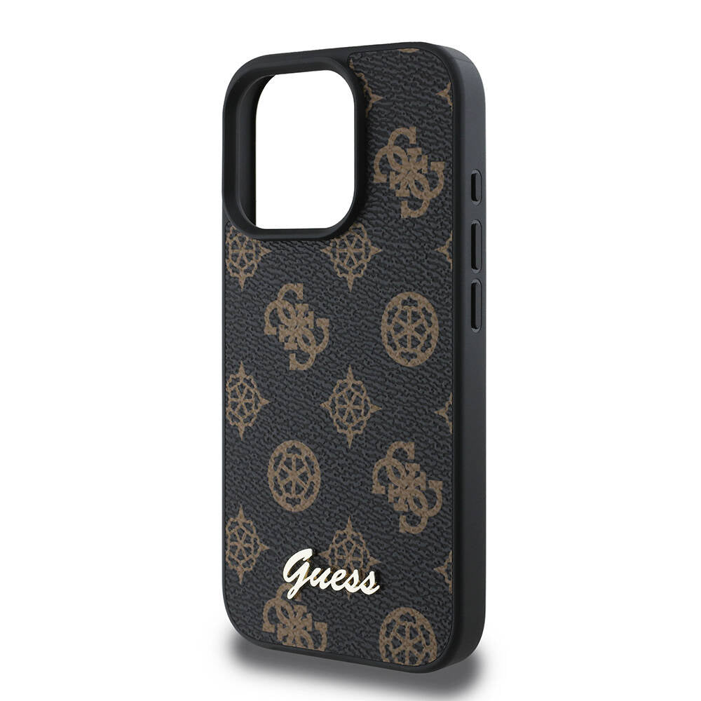 MagSafe Case for Apple iPhone 16 Pro, Guess, Peony Script, Black
