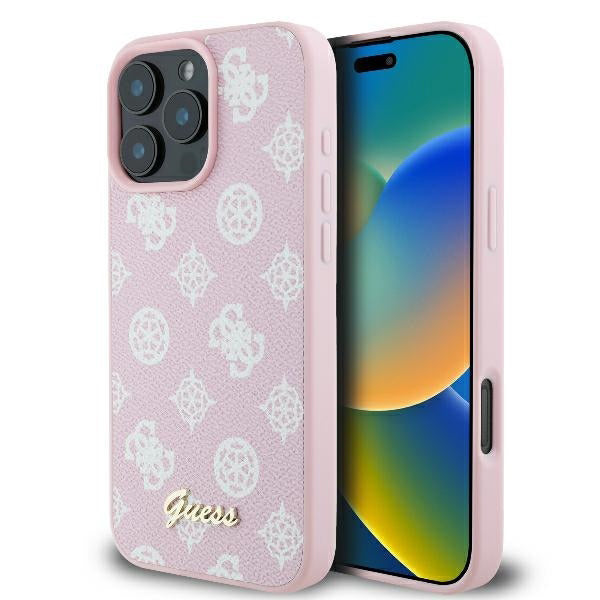 Etui MagSafe dla Apple iPhone 16 Pro, Guess, Peony Script, Różowy