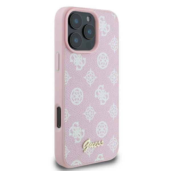 Etui MagSafe dla Apple iPhone 16 Pro, Guess, Peony Script, Różowy
