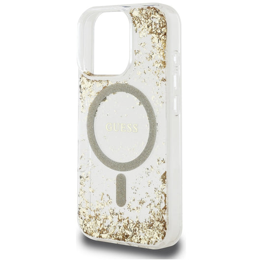 Etui MagSafe dla Apple iPhone 16 Pro, Guess, Resin Bottom Glitter, Złote