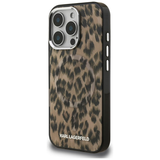 Etui MagSafe dla Apple iPhone 16 Pro, Karl Lagerfeld, Wzór Leopard IML, Brązowy