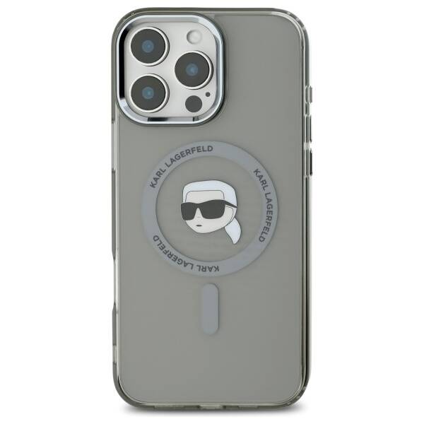 Etui MagSafe dla Apple iPhone 16 Pro, Karl Lagerfeld, IML Metal Karl's Head, Czarne