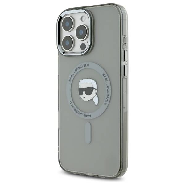 Etui MagSafe dla Apple iPhone 16 Pro, Karl Lagerfeld, IML Metal Karl's Head, Czarne
