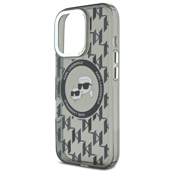 MagSafe Case for Apple iPhone 16 Pro, Karl Lagerfeld, IML Monogram Karl & Choupette's Heads, Black