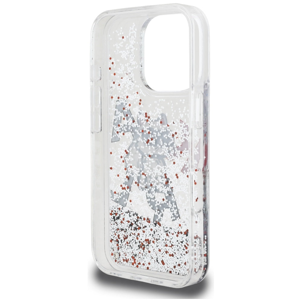 Etui MagSafe dla Apple iPhone 16 Pro, Karl Lagerfeld, Liquid Glitter Choupette Logo, Przezroczyste