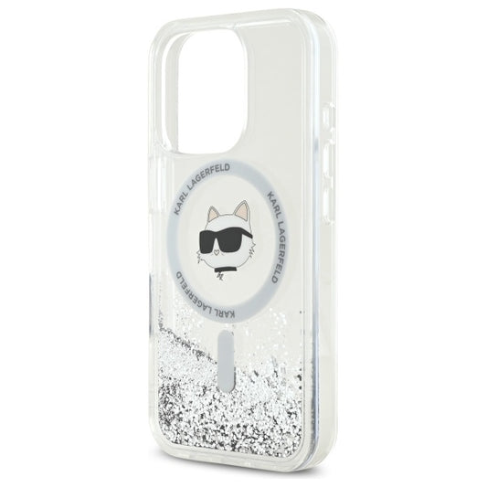 Etui MagSafe dla Apple iPhone 16 Pro, Karl Lagerfeld, Liquid Glitter Choupette's Head, Przezroczyste