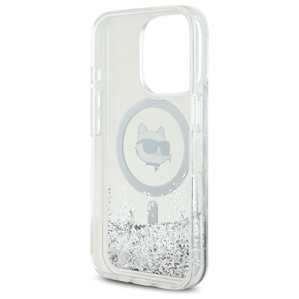 Etui MagSafe dla Apple iPhone 16 Pro, Karl Lagerfeld, Liquid Glitter Choupette's Head, Przezroczyste