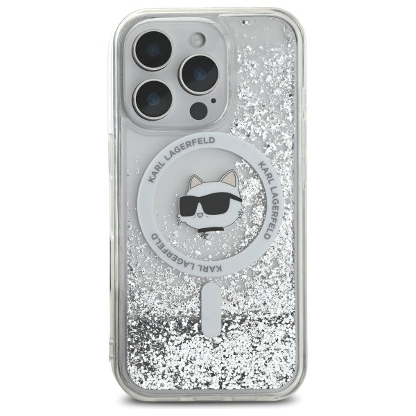 Etui MagSafe dla Apple iPhone 16 Pro, Karl Lagerfeld, Liquid Glitter Choupette's Head, Przezroczyste