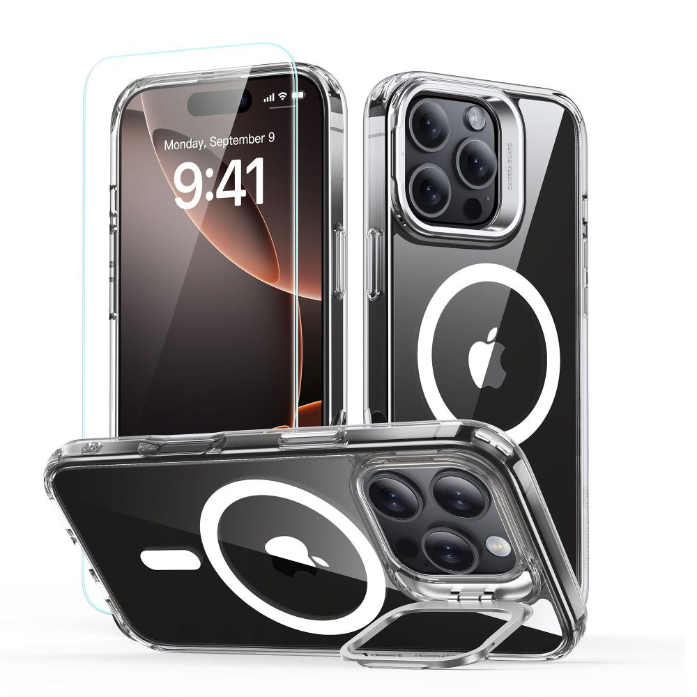 Etui MagSafe dla Apple iPhone 16 Pro Max, ESR, Classic Hybrid Kickstand with Screen Protector, Przezroczyste