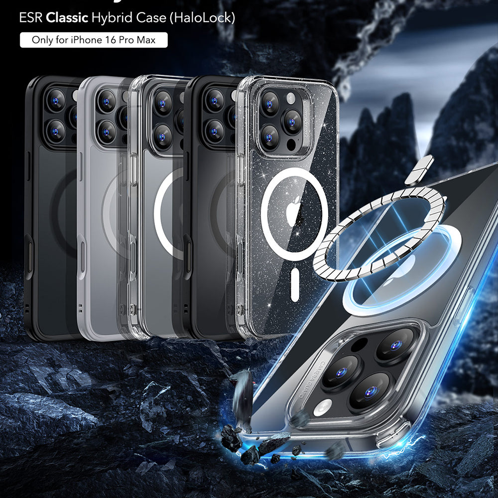Etui MagSafe dla Apple iPhone 16 Pro Max, ESR, Classic Hybrid, Czarne Przezroczyste