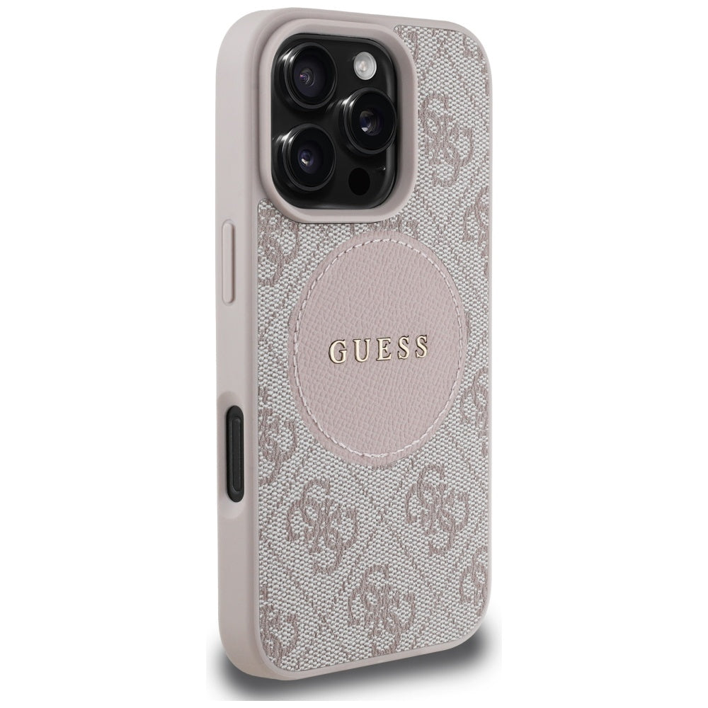 Etui MagSafe dla Apple iPhone 16 Pro Max, Guess, 4G Circle Classic Logo, Różowy