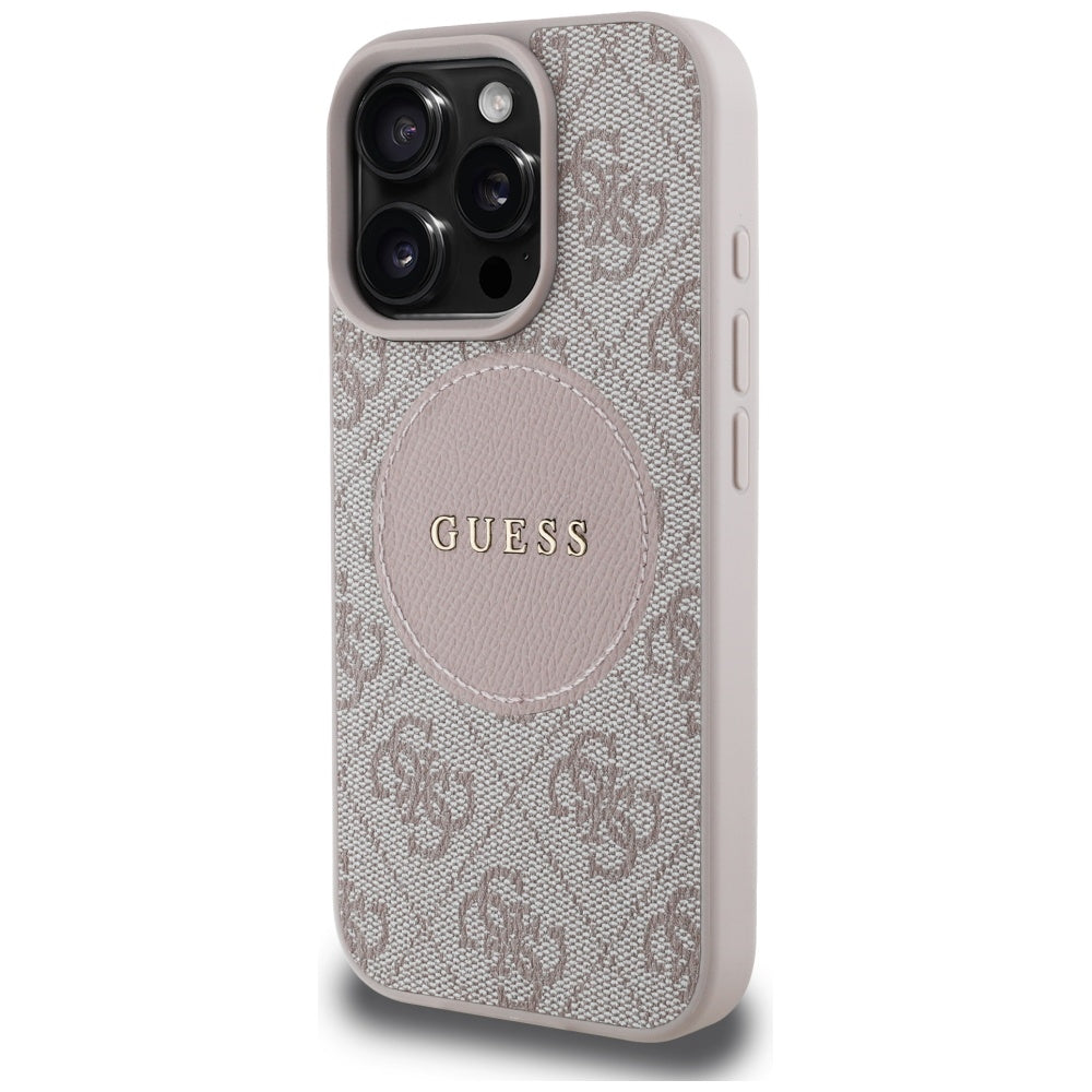 Etui MagSafe dla Apple iPhone 16 Pro Max, Guess, 4G Circle Classic Logo, Różowy
