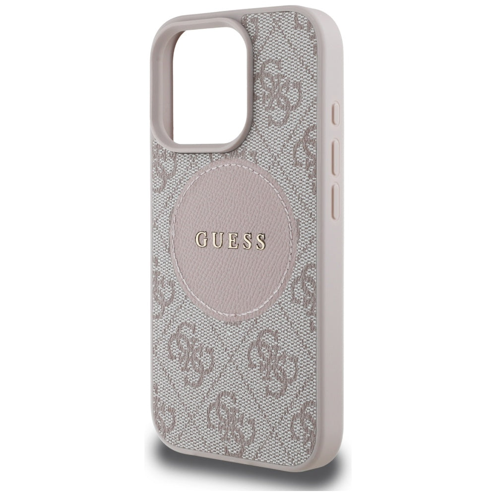 Etui MagSafe dla Apple iPhone 16 Pro Max, Guess, 4G Circle Classic Logo, Różowy