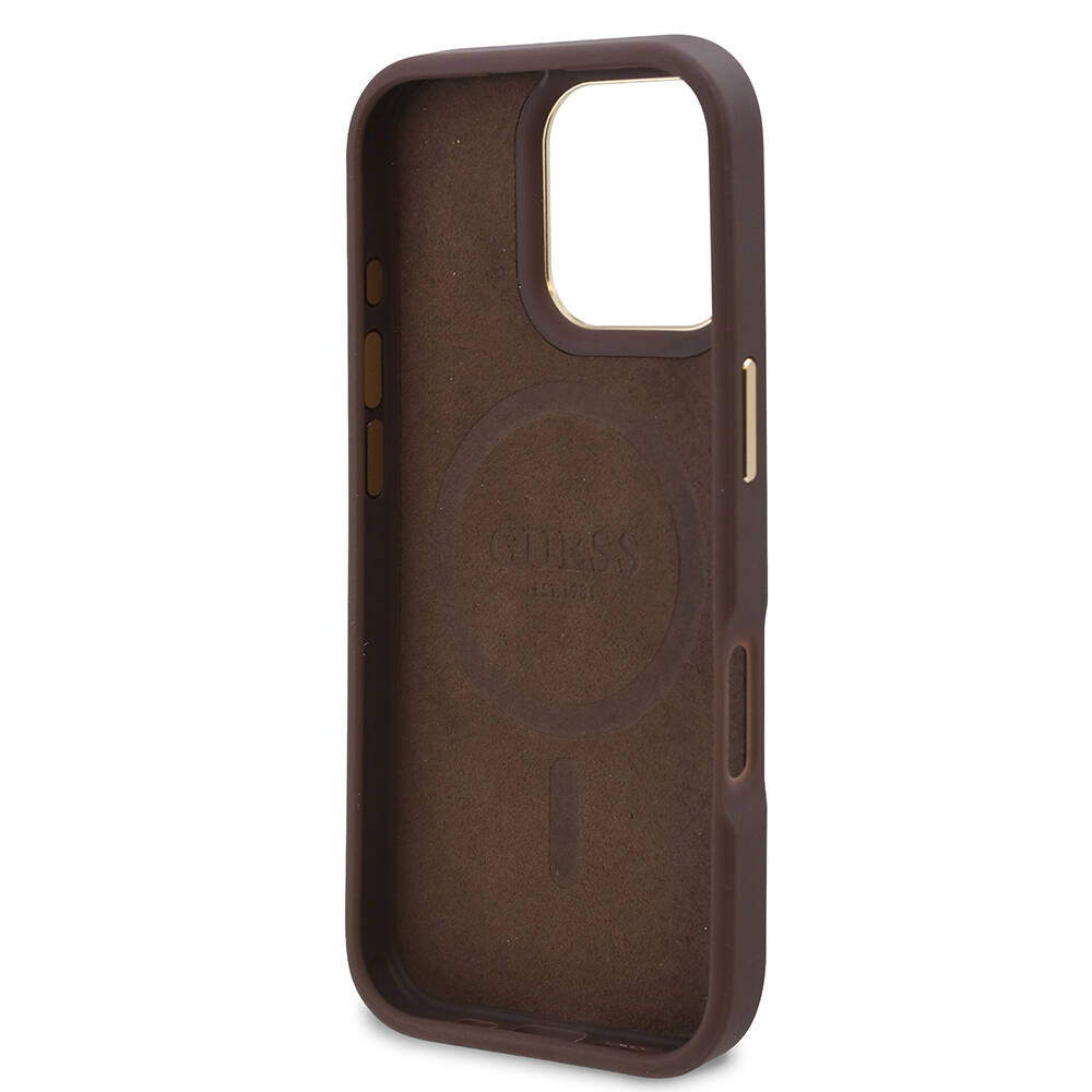 Etui MagSafe dla Apple iPhone 16 Pro Max, Guess, 4G Logo Plate, Czarne
