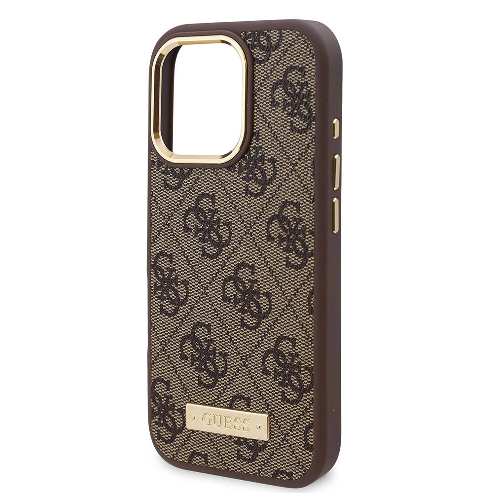 Etui MagSafe dla Apple iPhone 16 Pro Max, Guess, 4G Logo Plate, Czarne