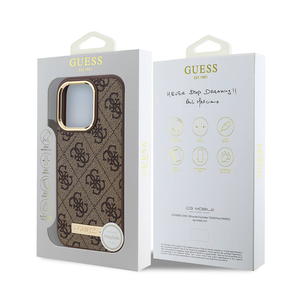 Etui MagSafe dla Apple iPhone 16 Pro Max, Guess, 4G Logo Plate, Czarne