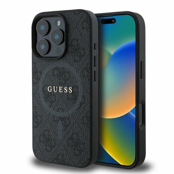 Etui MagSafe dla Apple iPhone 16 Pro Max, Guess, 4G Ring Classic Logo, Czarne