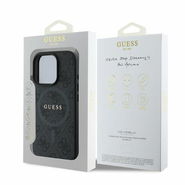 Etui MagSafe dla Apple iPhone 16 Pro Max, Guess, 4G Ring Classic Logo, Czarne