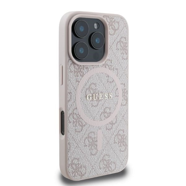 Etui MagSafe dla Apple iPhone 16 Pro Max, Guess, 4G Ring Classic Logo, Różowy